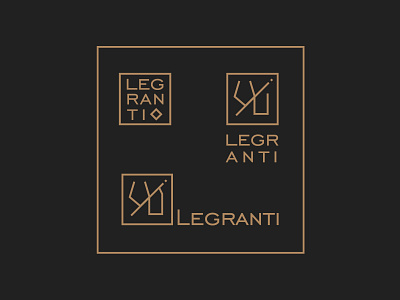 Legranti Logo branding classic dark flat gold illustrator logo luxurious minimal shapes simple sophisticated square stroke type typography vector vine wine wine glass