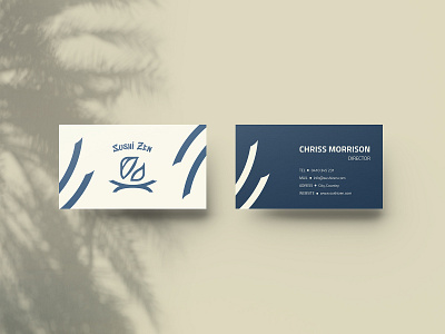 Sushi Zen Business Card blue branding businesscard cairo flat food graphic design identity design illustrator logo minimal mockup sushi type typography