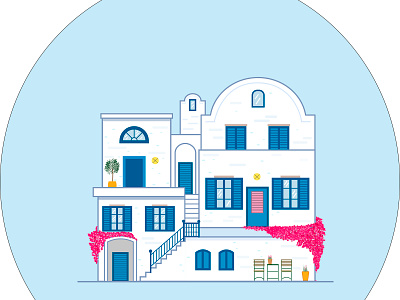 Greece home design flat greece illustration santorini vector