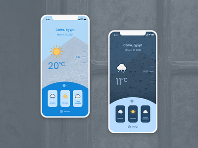 Cairo Weather app blue cairo daily ui design figma fun minimal mobile pastel playful rain solid typography ui ux weather