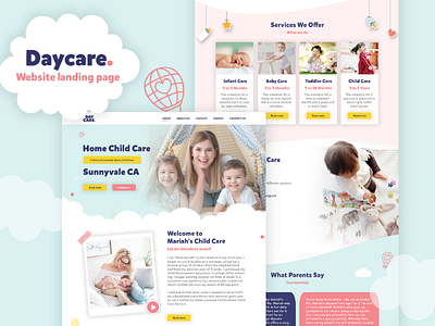 Home daycare website design baby baby sitter behance design kids template ui ux website