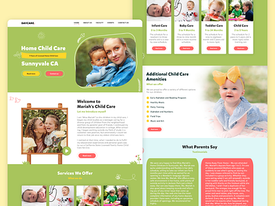 Daycare website - Garden theme babies baby daycare design graphic green kid kids template ui ux web web design website