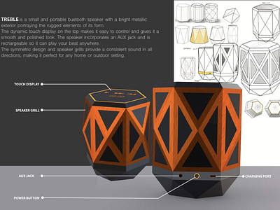 Treble- A bluetooth Speaker brushed chrome design industrialdesign keyshot product design rugged speaker visualize