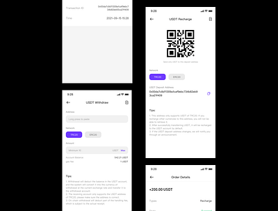 On-chain deposit and withdrawal of USDT blockchain ui