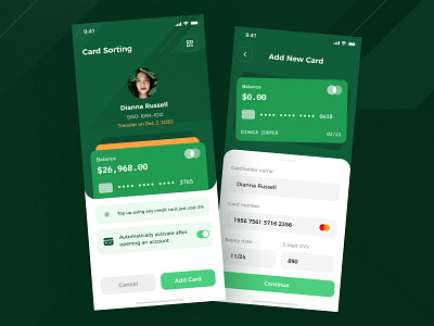 Add a card payment design card design finance mobile product design ui