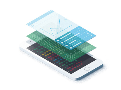 illustration for box marketing website code layers phone system ui