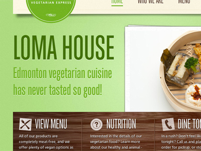 Loma House Restaurant Website letterpress effect restaurant website