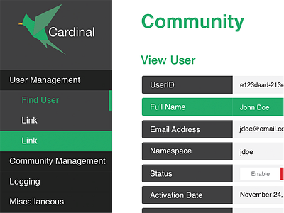 Cardinal System Administration Panel admin dashboard flat