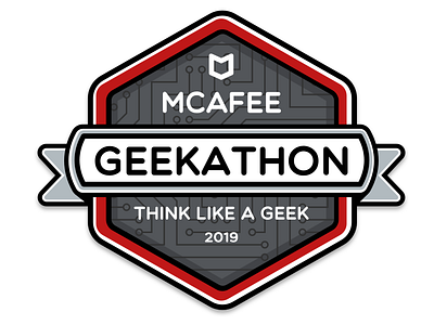 McAfee Geekathon 2019 Logo badge design geek graphic hackathon illustration logo