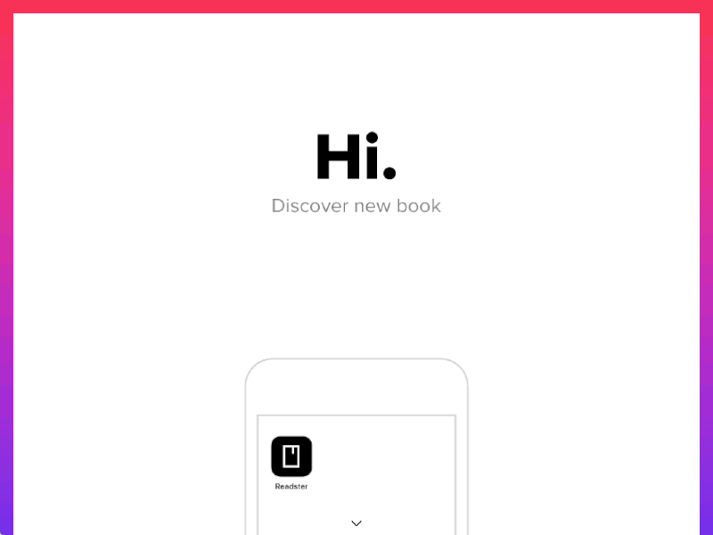 Readster app book books clean gif interaction iphone minimal pink responsive ui web