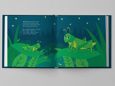 God Says Nite Nite Baby: Crickets childrens book childrens book illustration childrens illustration crickets night scene