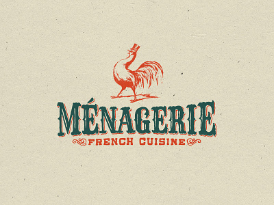 Ménagerie Logo branding chicken design french logo logo design orange restaurant logo typography vintage vintage inspired