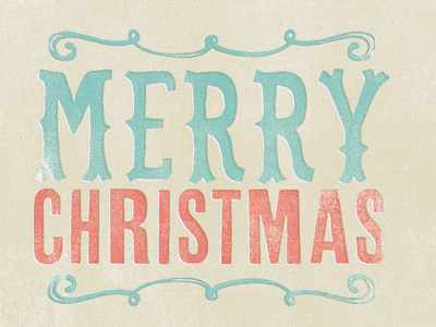 Merry Christmas Letterpress Style Card christmas card distressed greeting card ink letterpress whimsical