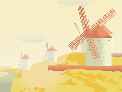 Spain Windmills Travel Poster