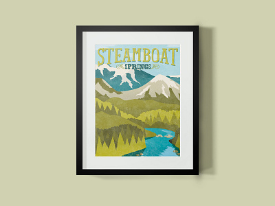 Steamboat Springs Colorado Illustration colorado illustration landscape mountains river