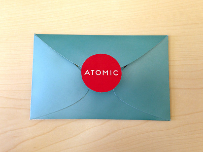 Atomic Invitation Envelope 1950s envelope fifties invitation museum pattern red foil retro