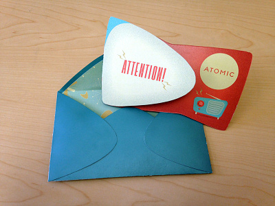 Atomic Invitation 1950s envelope fifties invitation museum pattern red foil retro