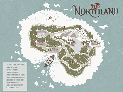 The Northland Map ice illustration island map northern