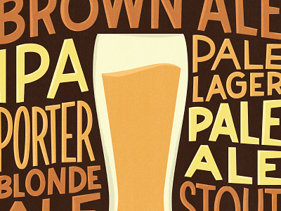 Beer Poster ale beer beer varieties brown illustration ipa lettering orange stout typography