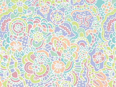 Flower Power Pattern #2 background doodle floral flowers insects nature pastel pattern psychedelic wallpaper