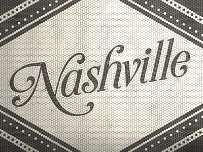 Nashville Fauxsaic black and white fauxsaic lettering mosaic nashville tile floor tiles