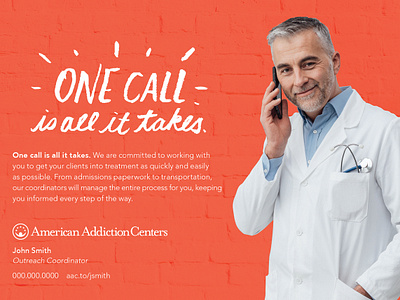 One Call Postcard Advertisement addiction advertising doctor lettering postcard
