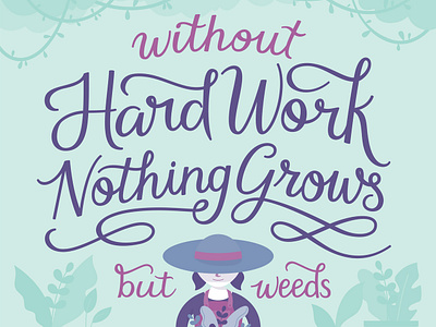 2019 Calendar: Hard Work calendar calendar 2019 foliage gardening hard work illustration lettering motivational script