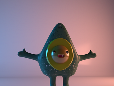 Little Avocado Character animation arnold avocado c4d character cinema 4d deformer toy vinyl