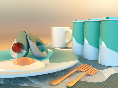 Avocado Breakfast 🥑 3d avocado breakfast c4d cinema 4d design illustration morning octane render shapes texture