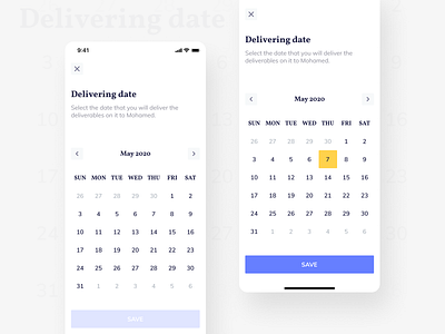 Delivering date page