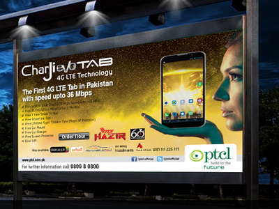 Charji Tab 4G LTE branding campaign design typography
