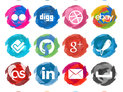 Paint Strokes Social Media Icons branding colors icons social media