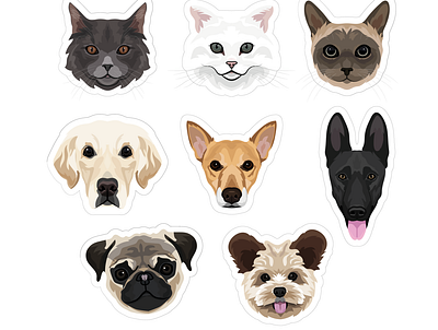 Cat and dog collection animals art design flat illustration illustrator logo vector