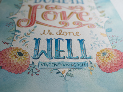 What is Done in Love.. gold gold gouache hand lettering lettering type typography watercolor watercolor hand lettering watercolor lettering watercolor type