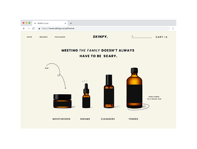 Skinpy, a conceptual skincare website. branding design minimal typography ui ux web