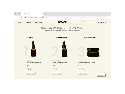 Skinpy, a conceptual skincare website. branding design illustration minimal procreate typography ui ux web design website
