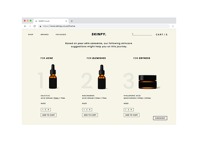 Skinpy, a conceptual skincare website.