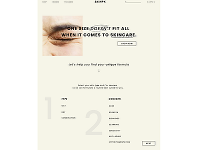 Skinpy, a conceptual skincare website.