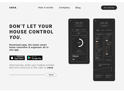 Casa Smart Home Interface app appdesign clean ui design figma figmadesign minimal neumorphic smarthome smartphone ui ux