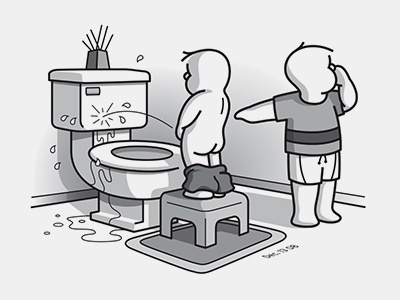 Piss kid mess naked potty restroom toilet wet