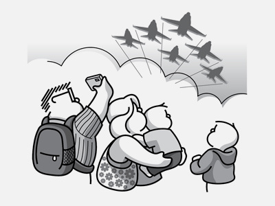 Airshow cartoon cute family illustration kid