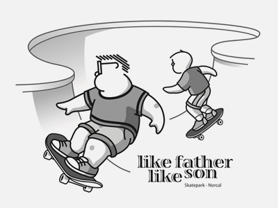 Bowl cartoon comic family illustration skateboard