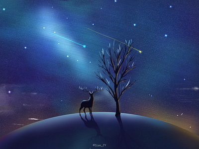 Star Trek dark deer design illustration illustration practice punch star tree