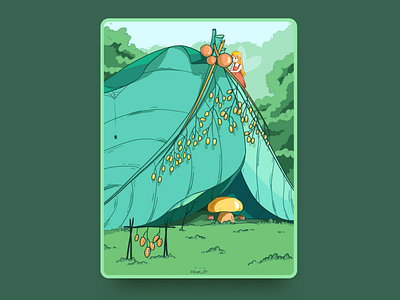 A wonderful adventure adventure fairy grassland illustration illustration practice punch leaves mushroom wild fruit