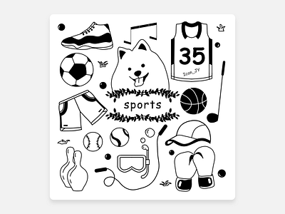 Sports basketball dog doodle doodle art illustration illustration practice punch line draft soccerball sport sports