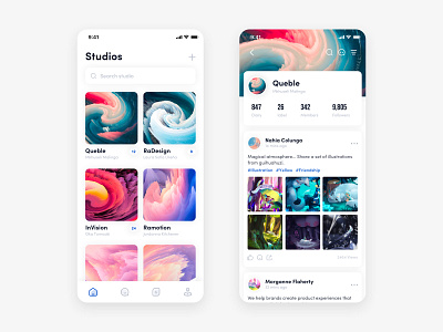 Social media App app clean design simple social media studio ui ux