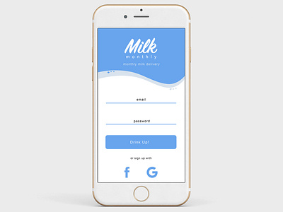 Milkphone app branding dailyui design icon log in logo sign up screen typography ui