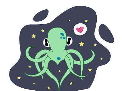 space octopus вектор дизайн иллюстрация