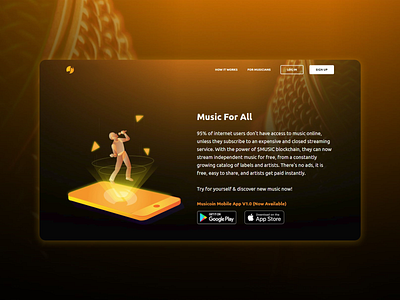 Landing page for a music app design flat front end front end design illustration landing page ui web development