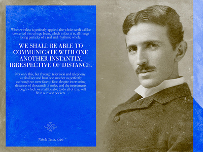 Tesla's Prediction bodoni classical editorial magazine quote serif typography